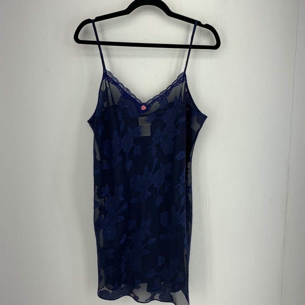 Vtg Goth Dark Floral Burnout Slip Dress Romantic Coquette Large Fairy Boudoir